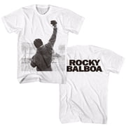 Rocky Balboa Punching the Sky Mens T Shirt White, AdultL
