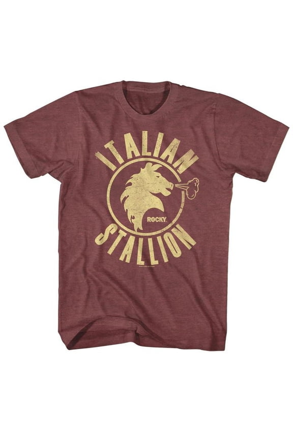 Rocky Stallion Vintage Maroon Heather Adult T-Shirt 5Xl