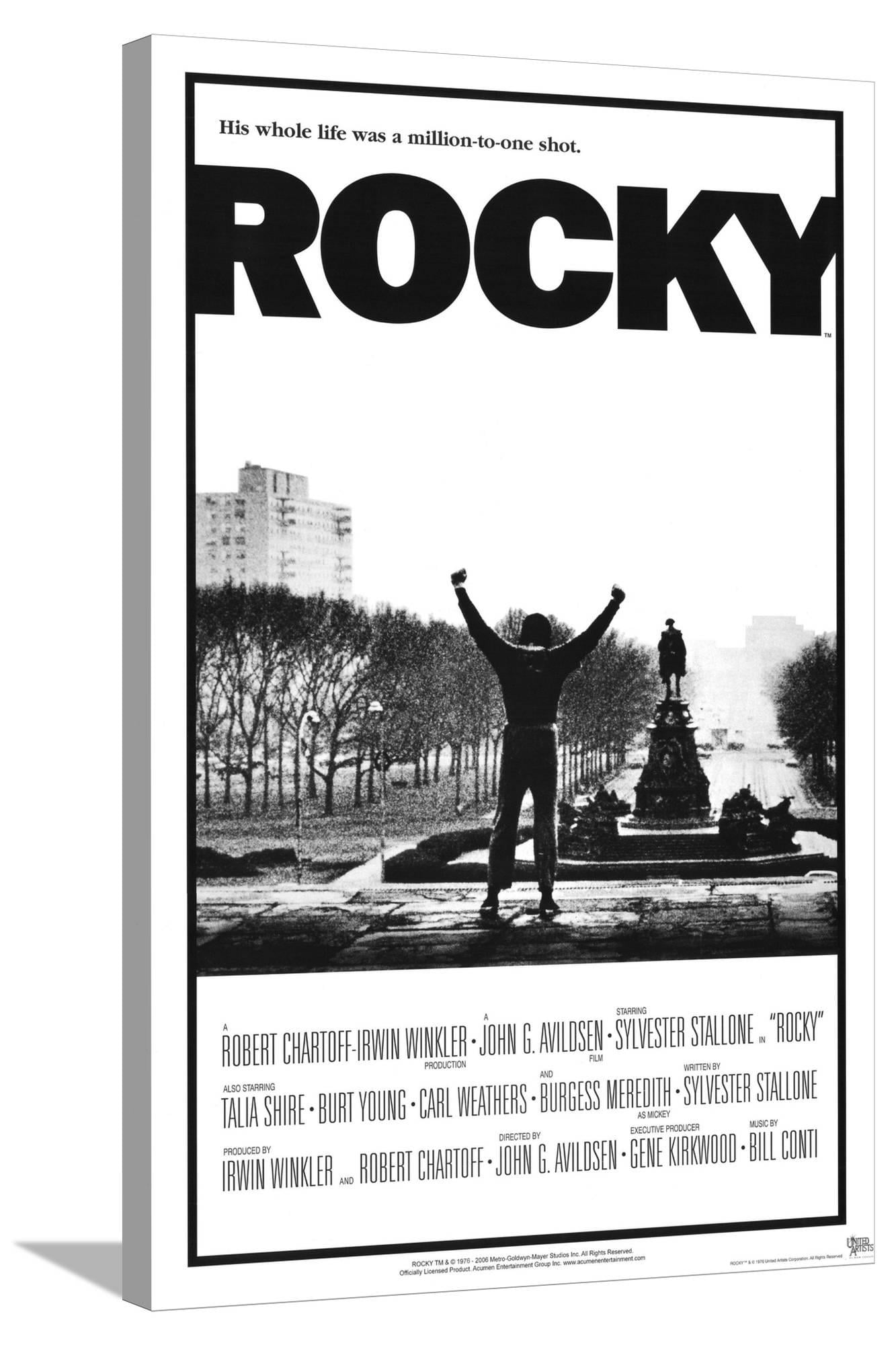 Rocky Victory Pose Black and White Canvas Movie Poster 24" x 36"