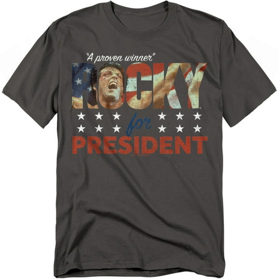 Trevco Sportswear MGM355-AT-7 Rocky A Proven Winner Adult Regular Fit Short Sleeve T-Shirt, Charcoal - 4X