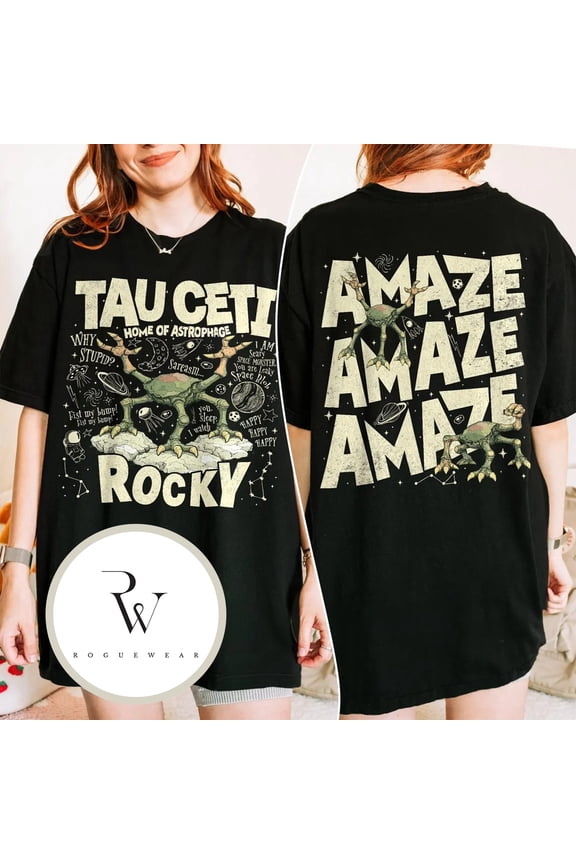 Rocky Tau Ceti Home of Astrophage Shirt, 2-Sided Amaze Amaze Amaze Jazz Hands T-Shirt, Hail Mary Book Shirts, Sci Fi Lovers Gift Multi