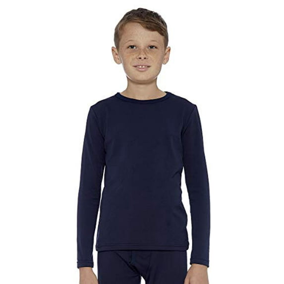 Rocky Thermal Underwear Shirt for Kids Base Layer Long Johns for Boys, Navy Medium