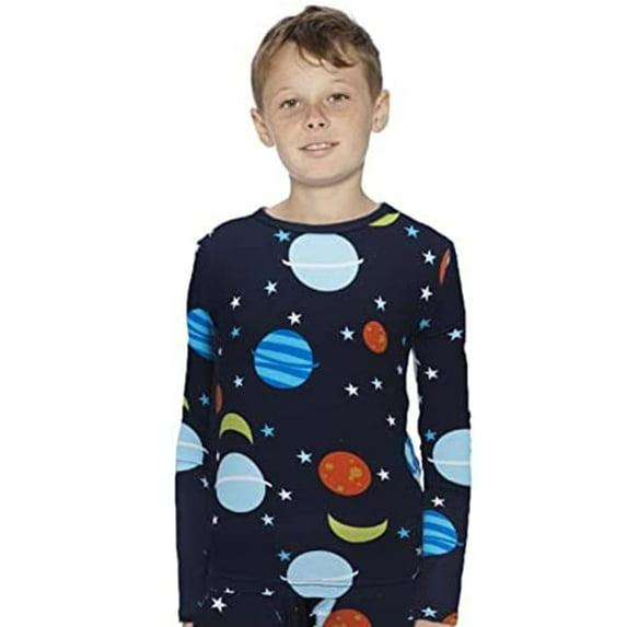 Rocky Thermal Underwear Shirt for Kids Base Layer Long Johns for Boys, Space Design XS