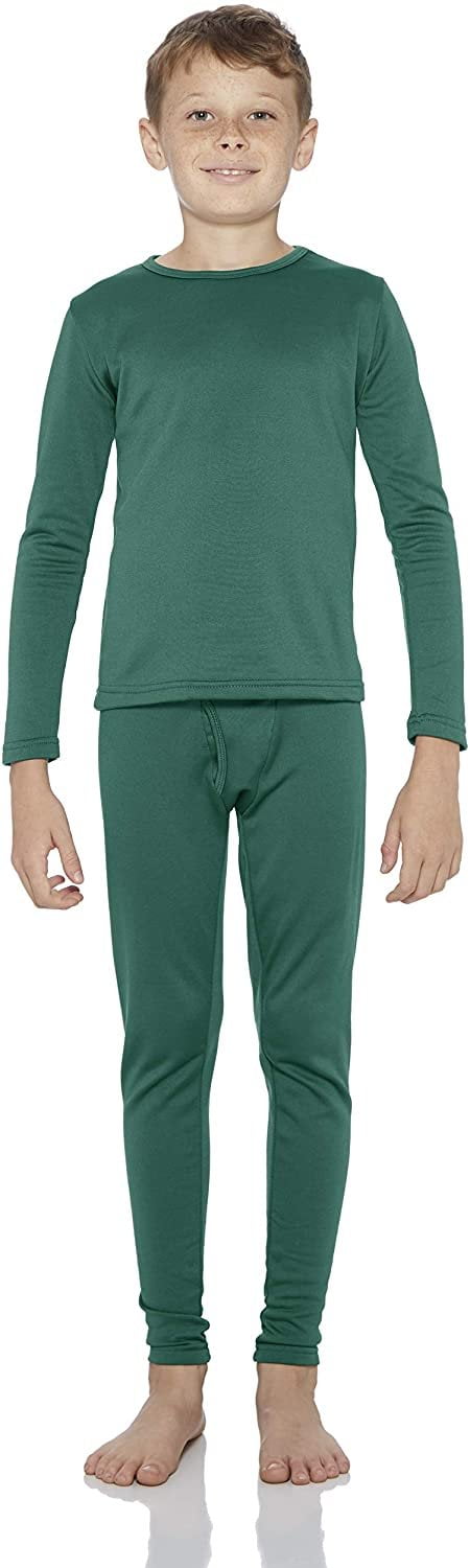 Rocky Thermal Underwear for Boys Fleece Lined Thermals Kids Base Layer Long  John Set (Jade - Small) 