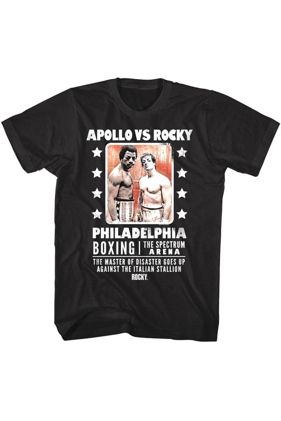 Rocky vs Apollo Philadelphia Boxing Men's T Shirt (Black, AdultS)