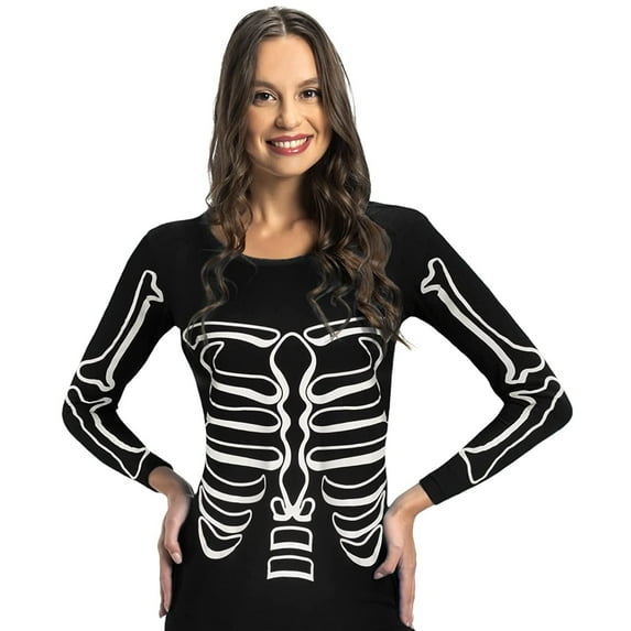 Rocky Women Thermal Top Shirt Base Layer for Cold Weather, Glow in the Dark Skeleton XS