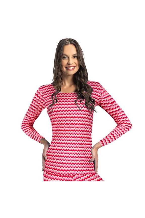 Women Thermal Top Shirt Base Layer for Cold Weather, Zigzag 2X