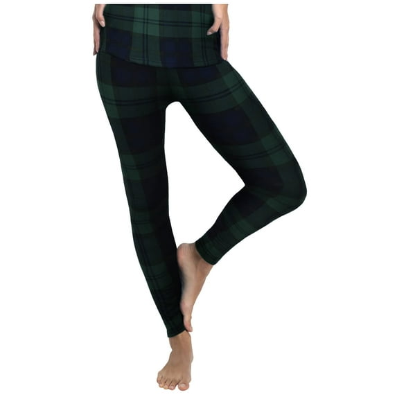 Rocky Women's Thermal Underwear Bottom Long Johns Base Layer for Cold Weather, Green Plaid XS