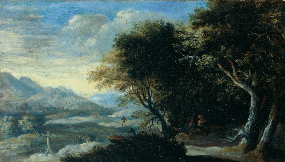 Rocky Wooded Landscape With Asleep Peasants Canvas Art - (36 x 24)