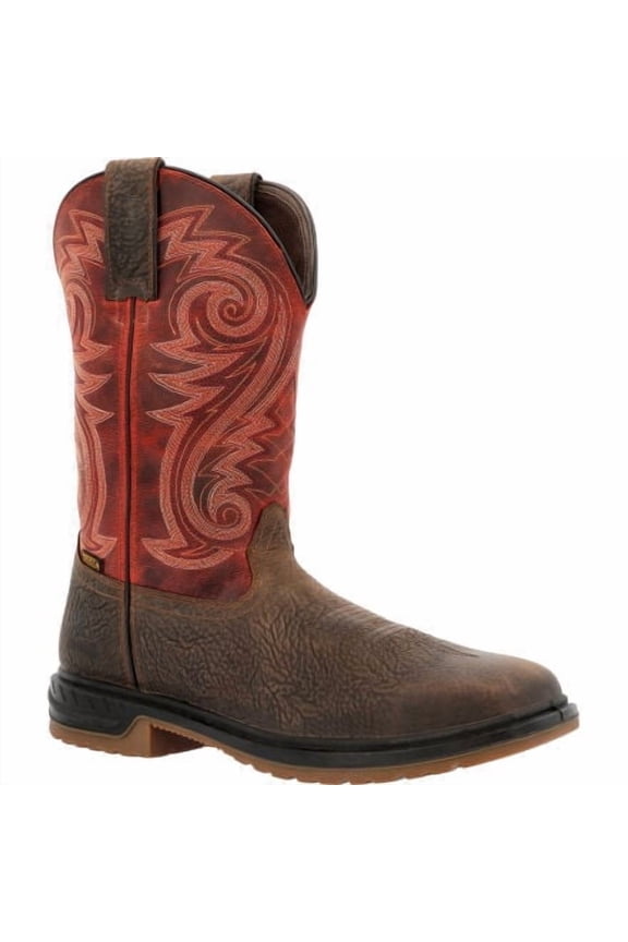 ROCKY Men's 11" Worksmart Waterproof EH SR Composite Toe Waterproof Western Work Boot Dark Brown - RKW0385