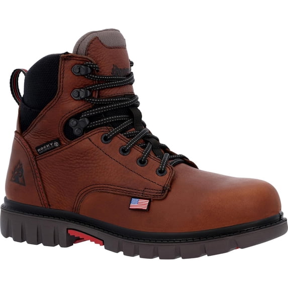 ROCKY Worksmart 6" Waterproof Composite Toe Work Boot, Brown, Size 9(W)