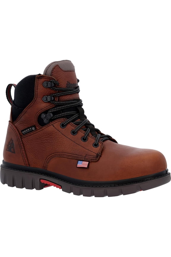 ROCKY Worksmart 6" Waterproof Composite Toe Work Boot, Brown, Size 9(W)