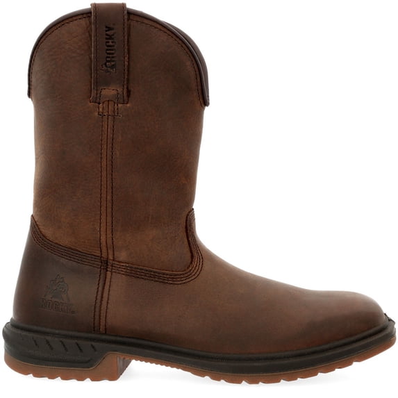 Rocky Worksmart Unlined Western Boot, Dark Brown, Size 7.5(W)