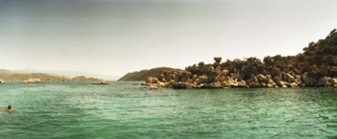 Rocky island in the Mediterranean sea Sunken City Kekova Antalya Province Turkey Canvas Art - Panoramic Images (15 x 6)
