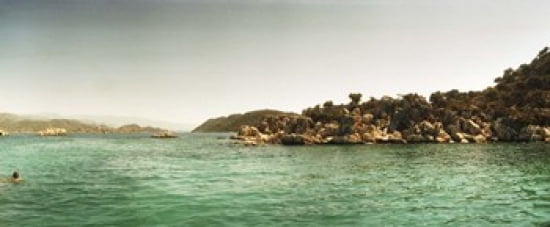 Rocky island in the Mediterranean sea Sunken City Kekova Antalya Province Turkey Canvas Art - Panoramic Images (30 x 13)