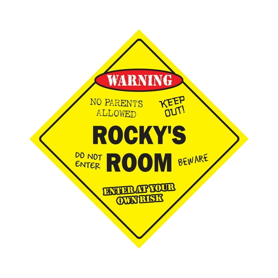 Rocky's Room Sign Crossing Zone Xing | Indoor/Outdoor | 17" Tall kids bedroom decor door children's name boy girl