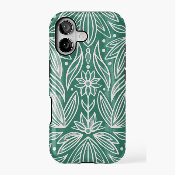 Rococo Bluish Green Art Deco Phone Case 17 16 15 14 13 12 11 Pro Max