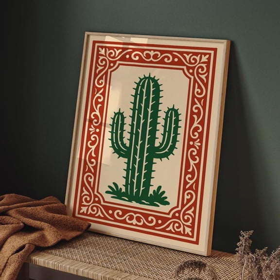 Rococo Cacti Art Vintage Botanical Southwestern Decor, Unframed Paper Poster 8x10in