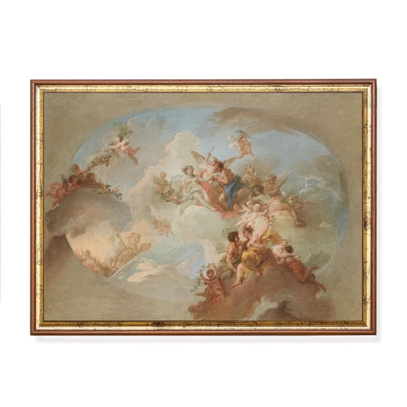 Rococo Ceiling Fresco Art Poster Vintage Angels & Cherubs UNFRAMED Poster, Wall Art for Decor, Present, 16x24