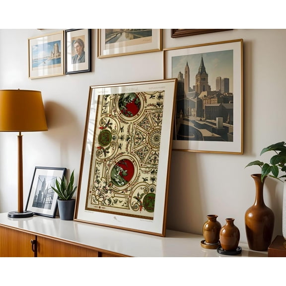 Rococo Era Baroque Ceiling Ornament Rococo Medallion Design Wall Decor Unframed Paper Print