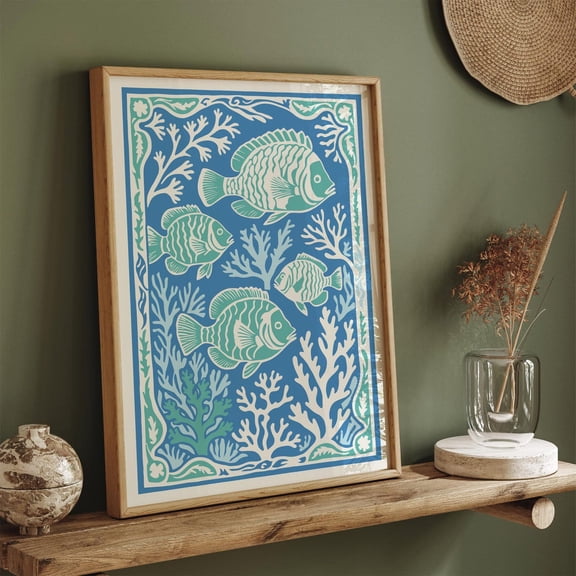 Rococo Fish Pastel Nautical Coastal Decor Unframed Paper Print