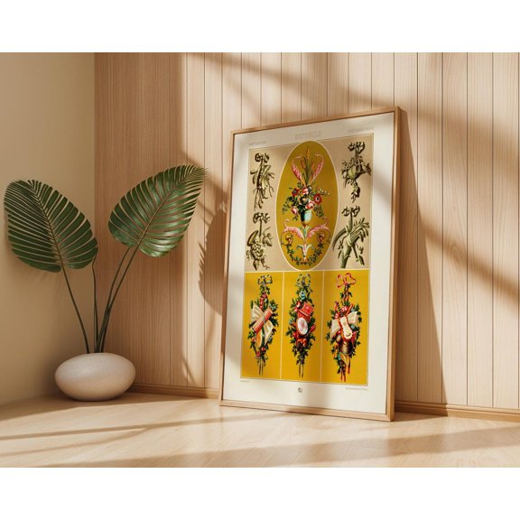 Rococo Floral Botanical Ornament Wall Decor Unframed Paper Print