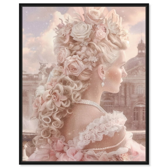 Rococo Flowers Canvas Glamorous Feminine Wall Art by Art Remedy, Black Frame, 30" x 36"