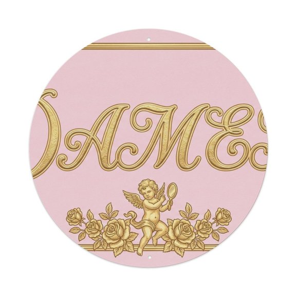 Rococo Opulent Palace Lavatory Toilet(WC) Door Vintage Metal Tin Sign Plaque Wall Decor for Cafe, Club, Garden Round Metal Poster 8x8Inch