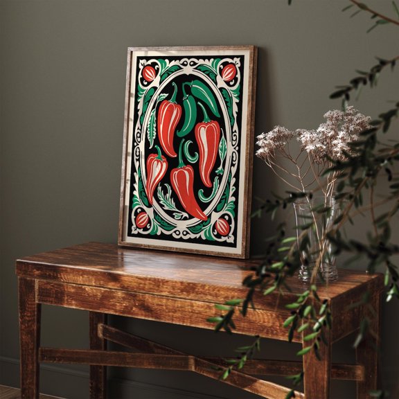 Rococo Peppers Elegant Victorian Kitchen Decor Poster, Unframed Paper Poster 8x10in