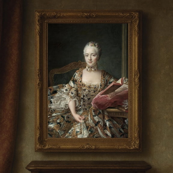 Rococo Portrait Poster 18Th Century Lady Reading - Elegant Baroque Wall Art Home Decor, 16x24 UNFRAMED