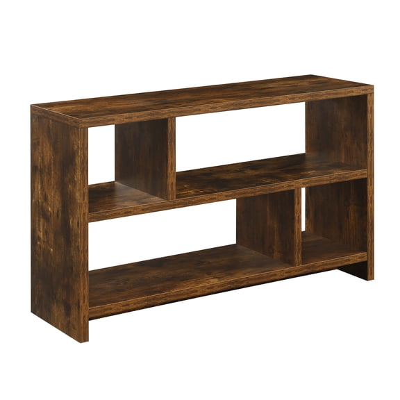 Rococo Radiance TV Stand Console, 47.25-In x 15.5-In x 28-In , Barnwood Finish, 3-Tier Spacious Shelving, Durable Hollow Core Wood & Melamine Veneer