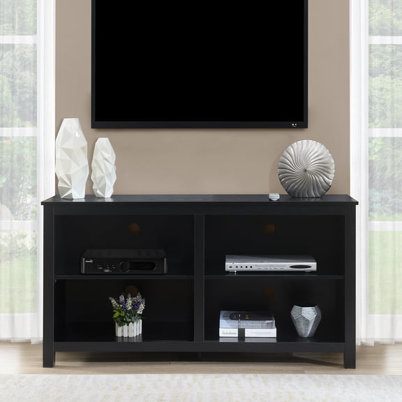 Rococo Romance TV Stand for TVs up to 65-In , Adjustable Middle Shelf, 4 Cable Holes, Spacious Storage, Woodgrain Finish, Sturdy Modern Design