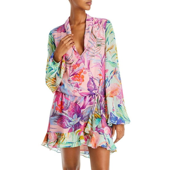 Rococo Sand Womens Metallic Floral Mini Dress