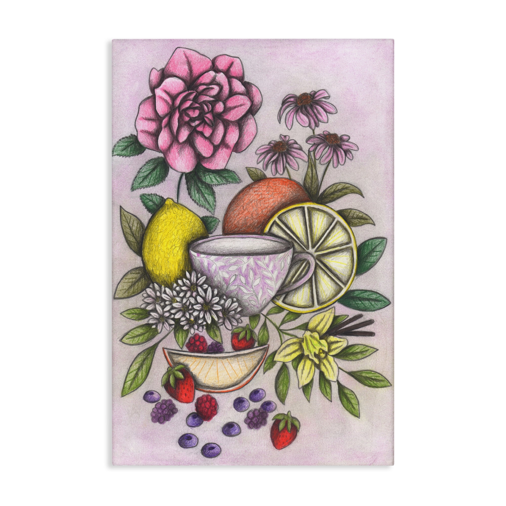Rococo Tea with Fruits Canvas Wall Art, design by Cecilia Battaini