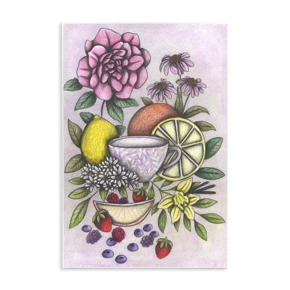 Rococo Tea with Fruits Wall Plaque Art, design by Cecilia Battaini