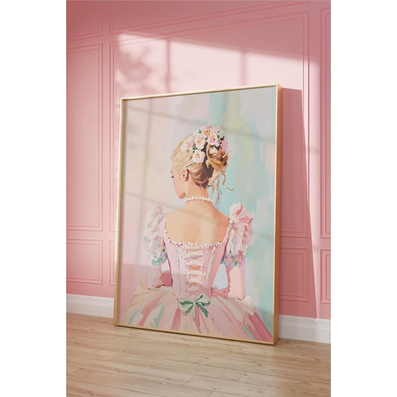 Rococo Woman Portrait Print, Pastel Pink Baroque Art Home Decor #2276, Unframed Poster Size 8x12