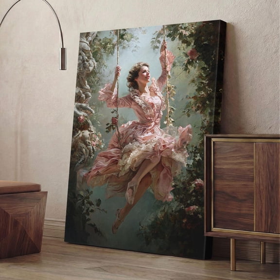 Rococo Woman Swing Victorian Poster, Unframed Paper Poster 8x10in