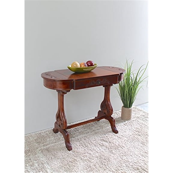 Rococo Writing Table - Carved Wood Desk with Flip Up Drawers - Elegant Home Office Storage - 40 Inch