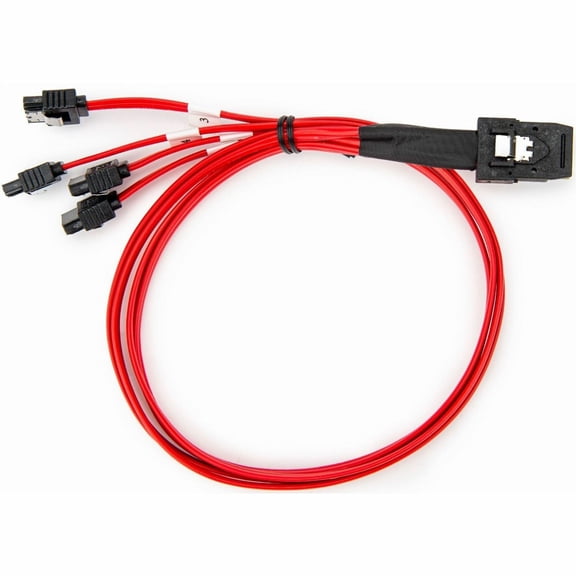 Rocstor Y10C873-RD 50cm [19.7in] Scsi Sas Cable Cabl 1x Sff-8087 To 4x Latching Sata-red