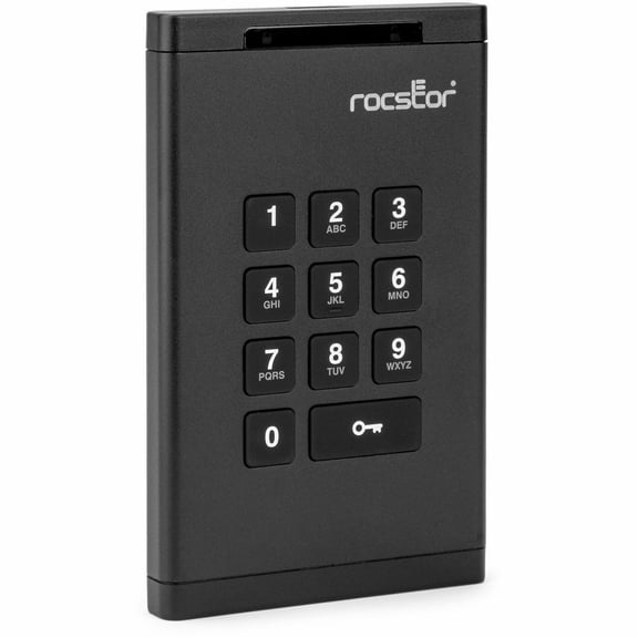 Rocstor DataSecure EX20 2 TB Portable Rugged Hard Drive, External, Black, TAA Compliant