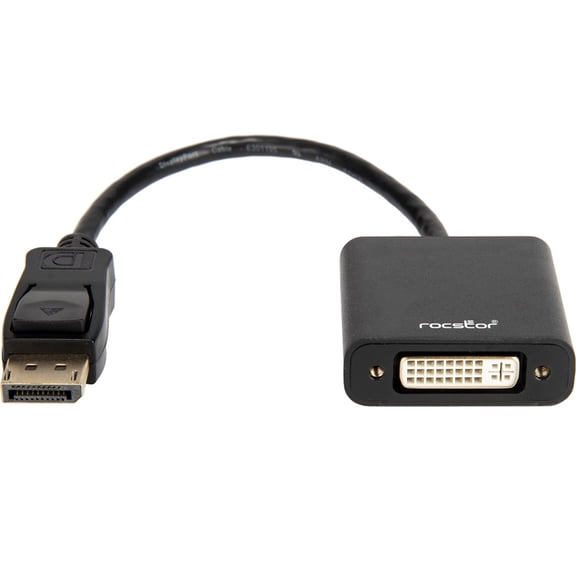 Rocstor DisplayPort/DVI Video Cable - 8" DisplayPort/DVI Video Cable for Video Device - First End: 1 x DisplayPort Male Digital Video - Second End: 1 x DVI Female Video - Black