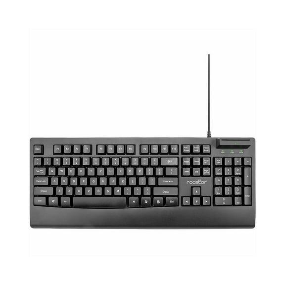 Rocstor KS18 Security USB Keyboard with Built-in Smart Card Reader -104 Keys - 104 Keys - QWERTY Layout - Smart Card Reader - USB - Black