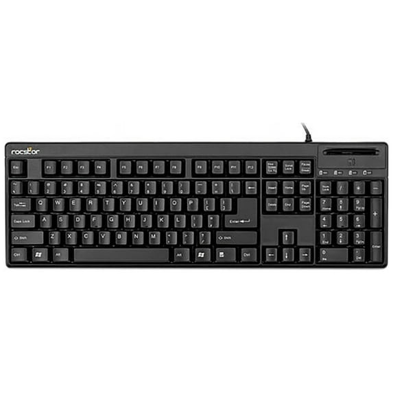 Rocstor KS20T Keyboard with Smartcard Reader - 104 Keys - QWERTZ Layout - Smart Card Reader - USB - Black - TAA Compliant