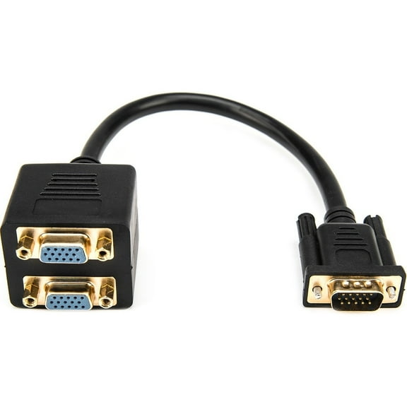 Rocstor Premium 1ft VGA to 2x VGA Video Splitter Cable M/F - Black