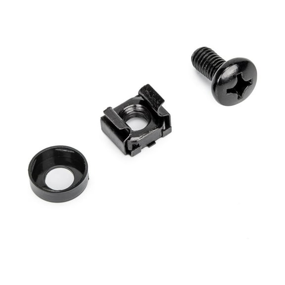 Rocstor - Rack screws and nuts - 12 mm M6 screws, M6 nuts - black (pack of 50)