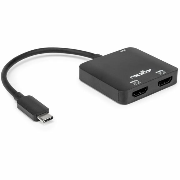 Rocstor Y10A324-B1 Premium Usb-c To Dual Hdmi 4k@60hz Adapter With Dp 1.4 Alt Mode And Power Delive