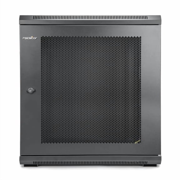 Rocstor Y10E006-B1 Solidrack 12u Wall Mount Rack Wall Vented Enclosure - Assembled -black