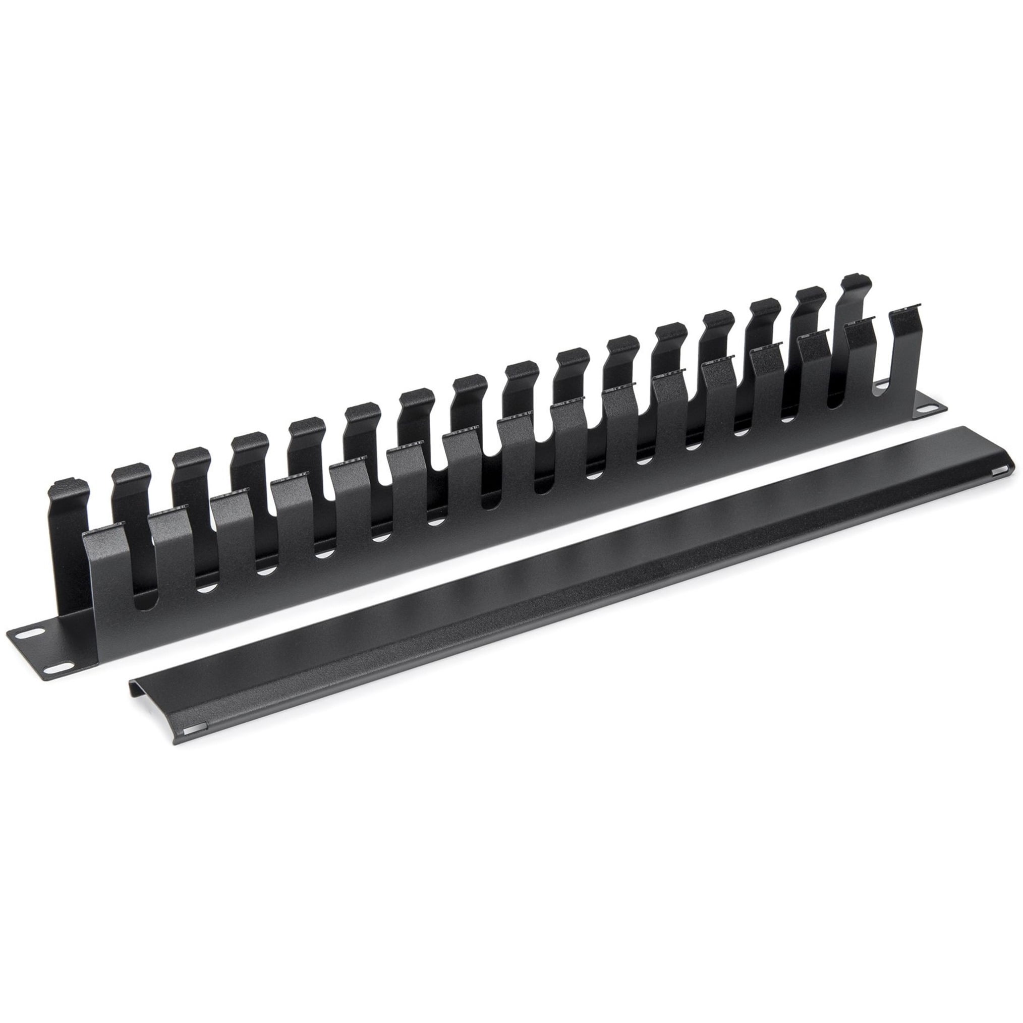 Rocstor Y10E016-B1 19 in. 1U Horizontal Rack Server Cabinet Mount Cable Management, Black