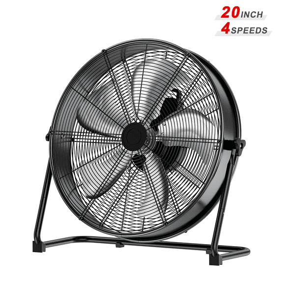 Rocyis 20 inch Industrial High Velocity Drum Fan - 4 Speed 4650 Cfm Air Circulation Fan for Factory, Warehouse, and Commercial (Black)