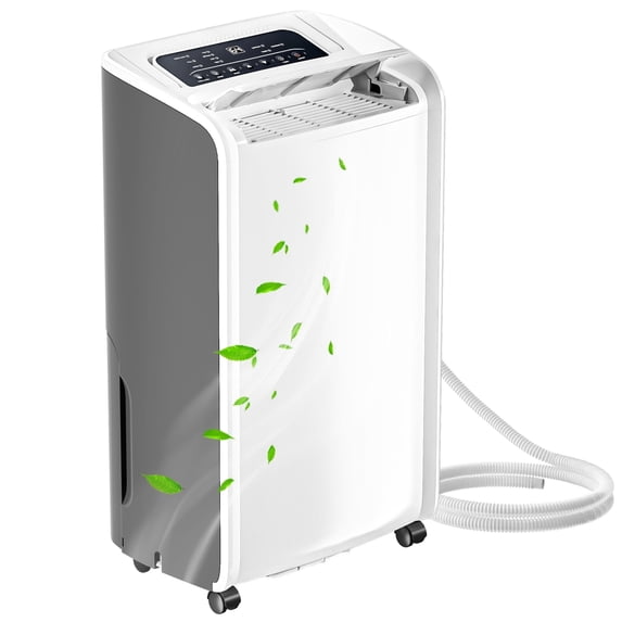 Rocyis 3600 sq ft 19 Pints dehumidifier, white, auto shut off, drain hose, reusable filter, 24H timer